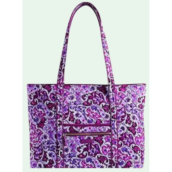 Vera Bradley Large Quilted Tote Bag In Pink & Purple Paisley Pattern - Picture 1 of 6